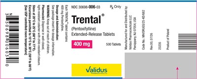 "image Description" (Trental Ext Rel Tabs 400 mg 500s Bottle Label)
